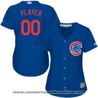 Camiseta Beisbol Mujer Chicago Cubs Personalizada Azul