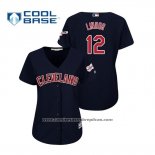 Camiseta Beisbol Mujer Cleveland Indians Francisco Lindor 2019 All Star Patch Cool Base Azul