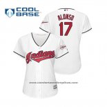 Camiseta Beisbol Mujer Cleveland Indians Yonder Alonso 2019 All Star Patch Cool Base Blanco