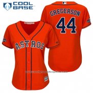 Camiseta Beisbol Mujer Houston Astros 2017 World Series Campeones Luke Gregerson Naranja Cool Base