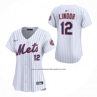 Camiseta Beisbol Mujer New York Mets Francisco Lindor Primera Limited Blanco