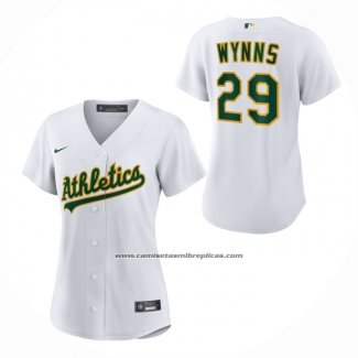Camiseta Beisbol Mujer Oakland Athletics Austin Wynns Primera Replica Blanco