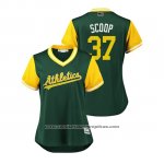 Camiseta Beisbol Mujer Oakland Athletics Edwin Jackson 2018 LLWS Players Weekend Scoop Green