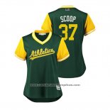 Camiseta Beisbol Mujer Oakland Athletics Edwin Jackson 2018 LLWS Players Weekend Scoop Green