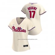 Camiseta Beisbol Mujer Philadelphia Phillies Rhys Hoskins 2020 Replica Alterno Crema