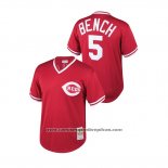 Camiseta Beisbol Nino Cincinnati Reds Johnny Bench Cooperstown Collection Mesh Batting Practice Rojo