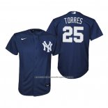 Camiseta Beisbol Nino New York Yankees Gleyber Torres Replica Alterno Azul