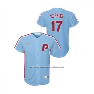 Camiseta Beisbol Nino Philadelphia Phillies Rhys Hoskins Cooperstown Collection Road Azul