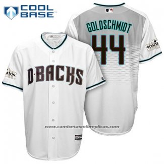 Camiseta Beisbol Hombre Arizona Diamondbacks 2017 Postemporada 44 Paul Goldschmidt Blanco Cool Base