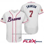 Camiseta Beisbol Hombre Atlanta Braves 2017 Estrellas y Rayas 3 Dansby Swanson Blanco Flex Base