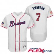 Camiseta Beisbol Hombre Atlanta Braves 2017 Estrellas y Rayas 3 Dansby Swanson Blanco Flex Base