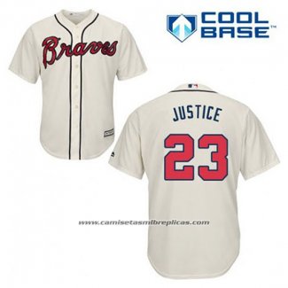 Camiseta Beisbol Hombre Atlanta Braves 23 David Justice Crema Alterno Cool Base