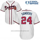 Camiseta Beisbol Hombre Atlanta Braves 24 Deion Sanders Blanco Cool Base