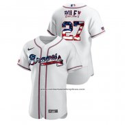 Camiseta Beisbol Hombre Atlanta Braves Austin Riley 2020 Stars & Stripes 4th of July Blanco