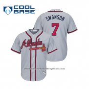 Camiseta Beisbol Hombre Atlanta Braves Dansby Swanson Cool Base Road 2019 Gris