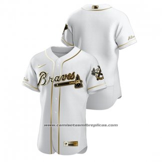 Camiseta Beisbol Hombre Atlanta Braves Golden Edition Autentico Blanco