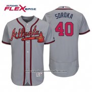 Camiseta Beisbol Hombre Atlanta Braves Mike Soroka Flex Base Autentico Collezione Road 2019 Gris
