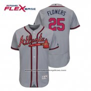 Camiseta Beisbol Hombre Atlanta Braves Tyler Flowers Flex Base Autentico Collezione Road 2019 Gris