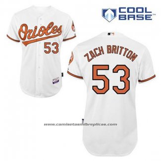 Camiseta Beisbol Hombre Baltimore Orioles 53 Zach Britton Blanco Primera Cool Base