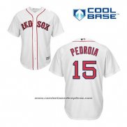 Camiseta Beisbol Hombre Boston Red Sox 15 Dustin Pedroia Blanco Primera Cool Base