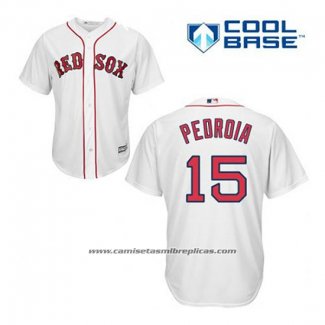 Camiseta Beisbol Hombre Boston Red Sox 15 Dustin Pedroia Blanco Primera Cool Base