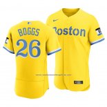 Camiseta Beisbol Hombre Boston Red Sox Wade Boggs 2021 City Connect Autentico Oro