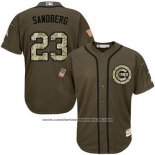 Camiseta Beisbol Hombre Chicago Cubs 23 Ryne Sandberg Verde Salute To Service