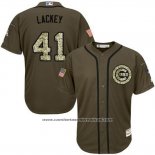Camiseta Beisbol Hombre Chicago Cubs 41 John Lackey Verde Salute To Service