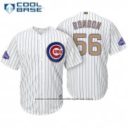 Camiseta Beisbol Hombre Chicago Cubs 56 Hector Rondon Blanco Oro Cool Base