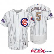 Camiseta Beisbol Hombre Chicago Cubs 5 Albert Almora Jr. Blanco Oro Flex Base
