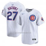 Camiseta Beisbol Hombre Chicago Cubs Seiya Suzuki Primera Limited Blanco