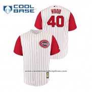 Camiseta Beisbol Hombre Cincinnati Reds Alex Wood Throwback 1961 Cool Base Blanco Rojo