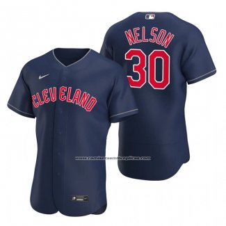 Camiseta Beisbol Hombre Cleveland Guardians Kyle Nelson Autentico Alterno Azul