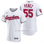 Camiseta Beisbol Hombre Cleveland Guardians Roberto Perez Autentico Primera Blanco