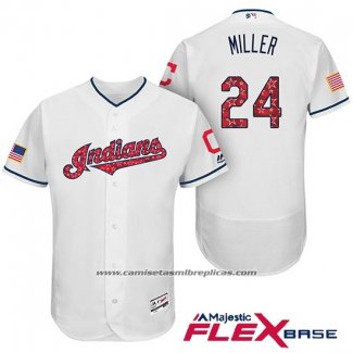 Camiseta Beisbol Hombre Cleveland Indians 2017 Estrellas y Rayas Andrew Miller Blanco Flex Base