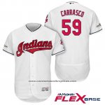 Camiseta Beisbol Hombre Cleveland Indians 2017 Postemporada Carlos Carrasco Blanco Flex Base
