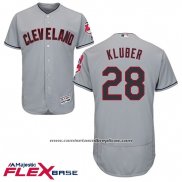 Camiseta Beisbol Hombre Cleveland Indians 28 Corey Kluber Gris Flex Base