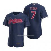 Camiseta Beisbol Hombre Cleveland Indians Myles Straw Autentico Azul