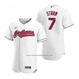 Camiseta Beisbol Hombre Cleveland Indians Myles Straw Autentico Primera Blanco