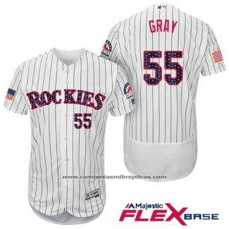 Camiseta Beisbol Hombre Colorado Rockies 2017 Estrellas y Rayas Jon Gray 55 Blanco Flex Base