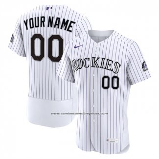 Camiseta Beisbol Hombre Colorado Rockies Primera Autentico Personalizada Blanco1