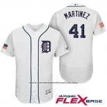 Camiseta Beisbol Hombre Detroit Tigers 2017 Estrellas y Rayas Victor Martinez Blanco Flex Base