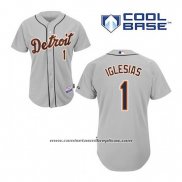 Camiseta Beisbol Hombre Detroit Tigers Jose Iglesias 1 Gris Cool Base