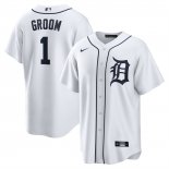 Camiseta Beisbol Hombre Detroit Tigers NO 1 Groom Primera Replica Blanco