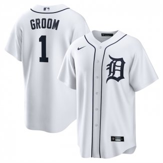 Camiseta Beisbol Hombre Detroit Tigers NO 1 Groom Primera Replica Blanco