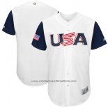Camiseta Beisbol Hombre Estados Unidos Clasico Mundial de Beisbol 2017 Personalizada Blanco