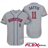 Camiseta Beisbol Hombre Houston Astros 2017 Estrellas y Rayas Evan Gattis Gris Flex Base
