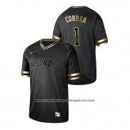 Camiseta Beisbol Hombre Houston Astros Carlos Correa 2019 Golden Edition V Neck Negro