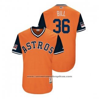 Camiseta Beisbol Hombre Houston Astros Will Harris 2018 LLWS Players Weekend Bill Orange