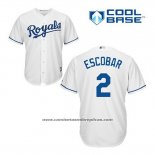 Camiseta Beisbol Hombre Kansas City Royals Alcides Escobar 2 Blanco Primera Cool Base